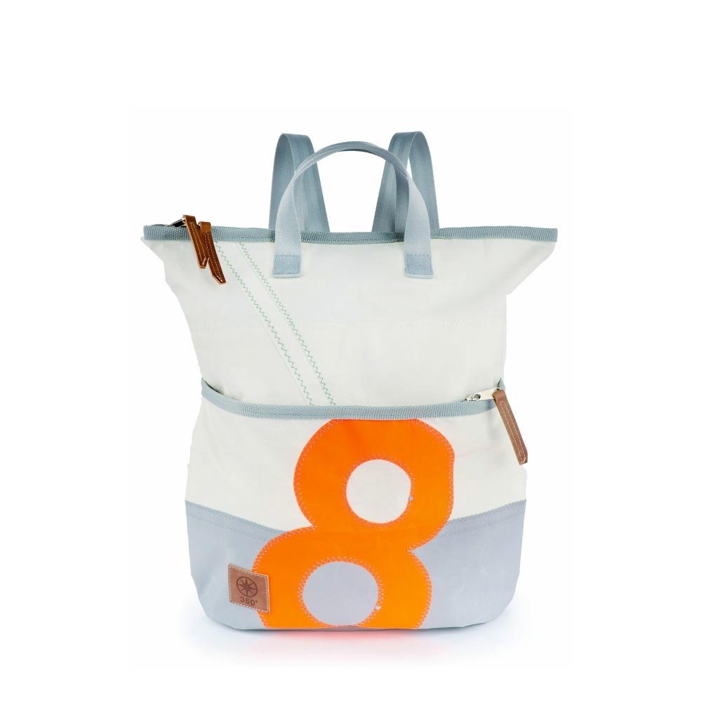 360° Taschen Ketsch Mini Rucksacktasche - weiß / grau, Zahl neonorange - Lagerabverkauf 360° Taschen Ketsch Mini Rucksacktasche - weiß / grau, Zahl neonorange - Lagerabverkauf