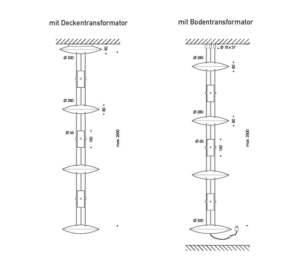 oligo bel air pendelleuchte technische zeichnung 1