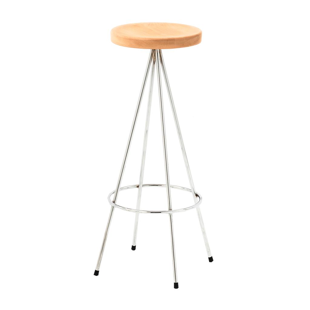 Mobles 114 Nuta Hocker - 75cm, Buchenholz, verchromt - Lageravberkauf
