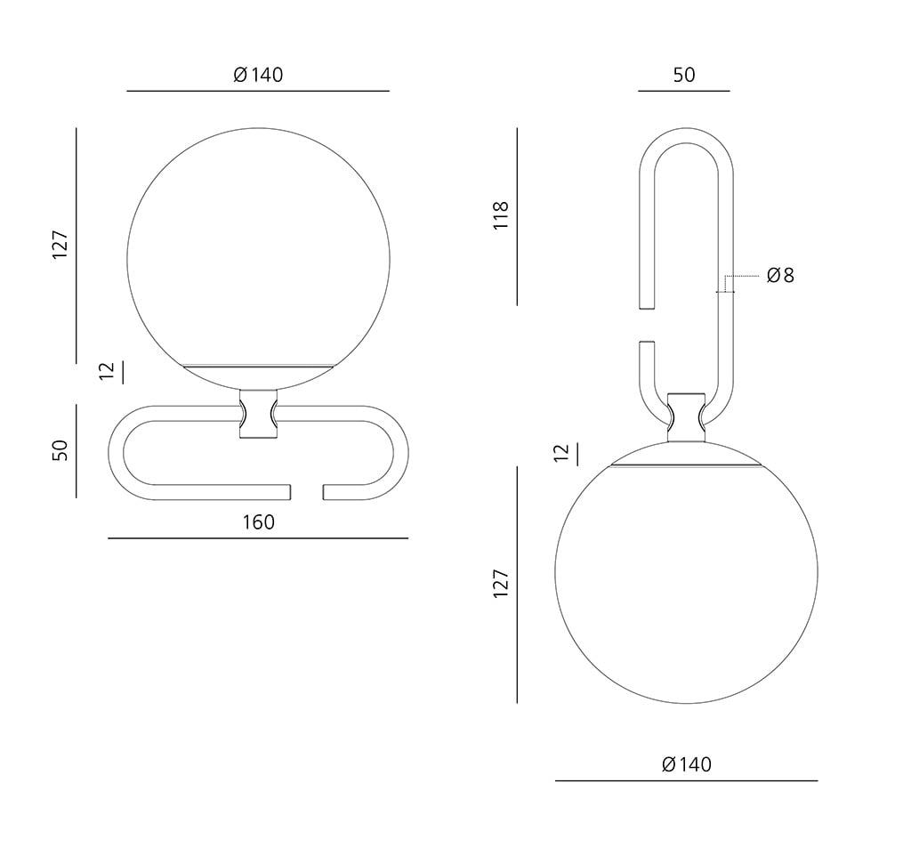 artemide nh1217 tischleuchte technische zeichnung