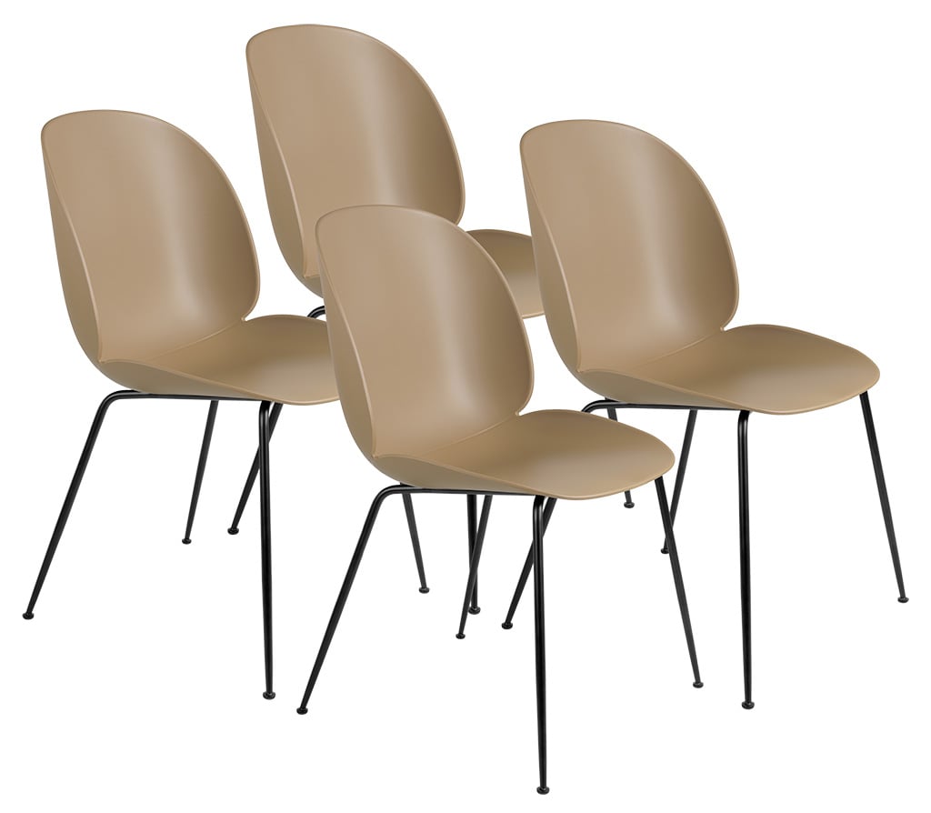 Gubi Beetle Dining Chair Stuhl 4er Set, Metallbeine schwarz