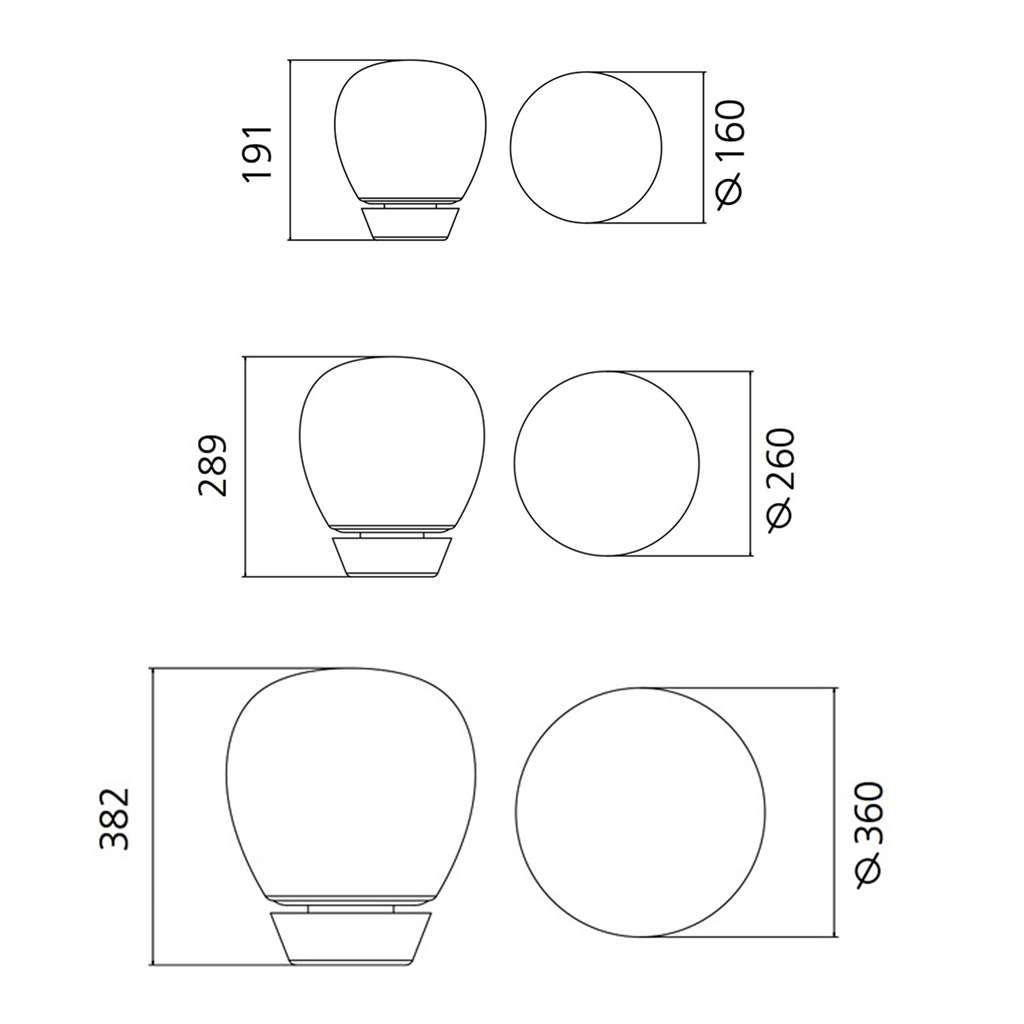 artemide empatis led tischleuchte technische zeichnung