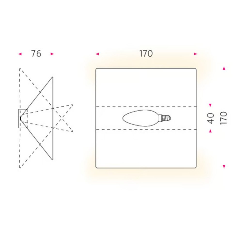 Mawa Design Britz 1 Wandleuchte technische Zeichung