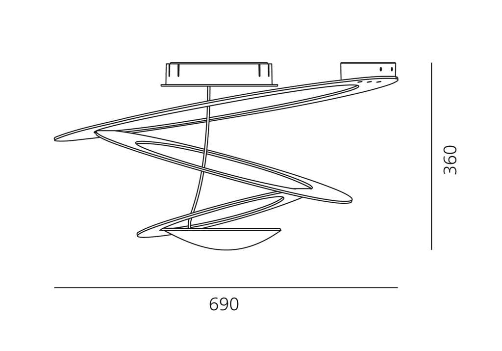 artemide pirce mini soffito deckenleuchte technische zeichnung