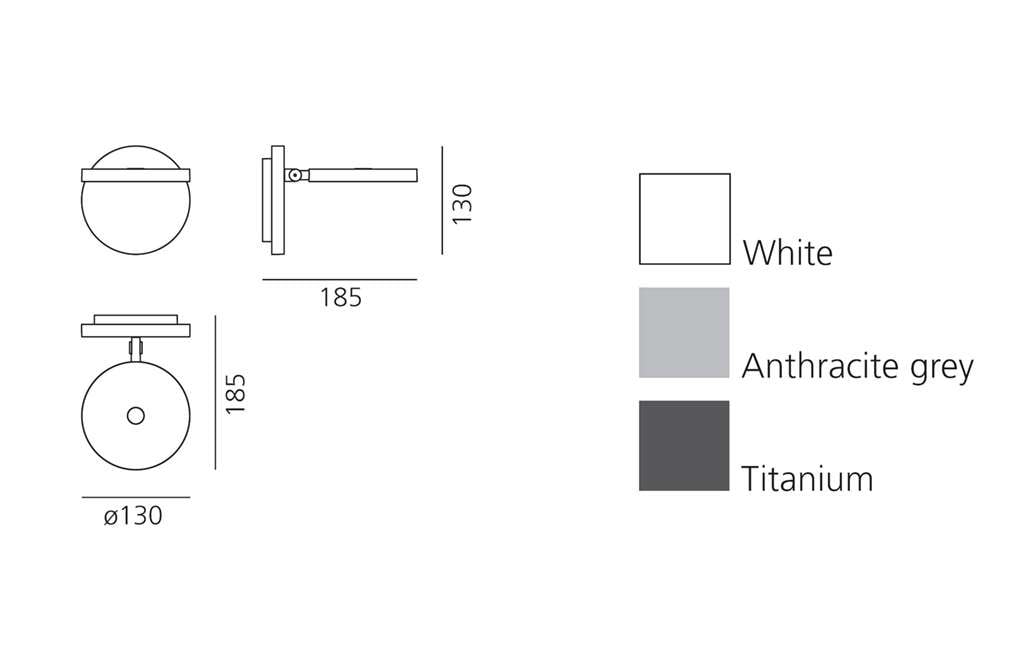 artemide demetra faretto wandleuchte technische zeichnung