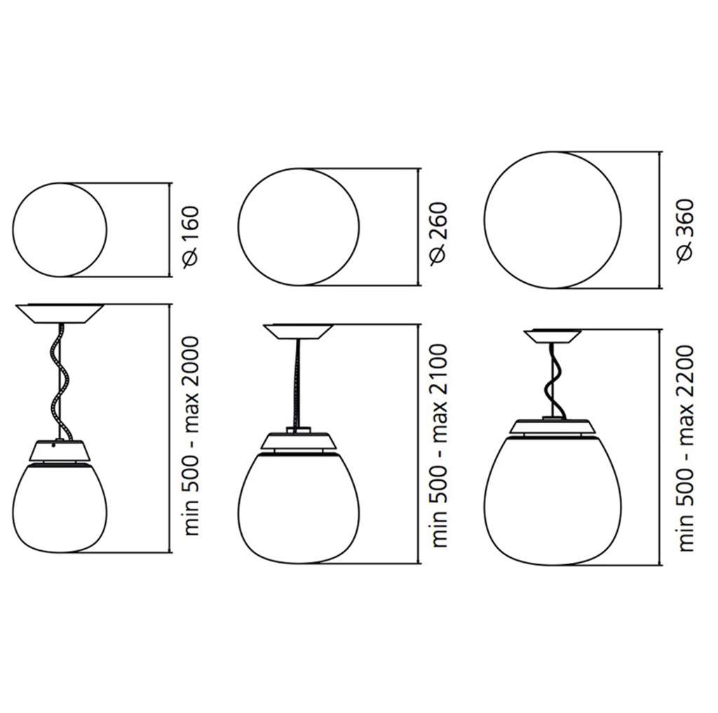 artemide empatia led pendeleuchte technische zeichnung