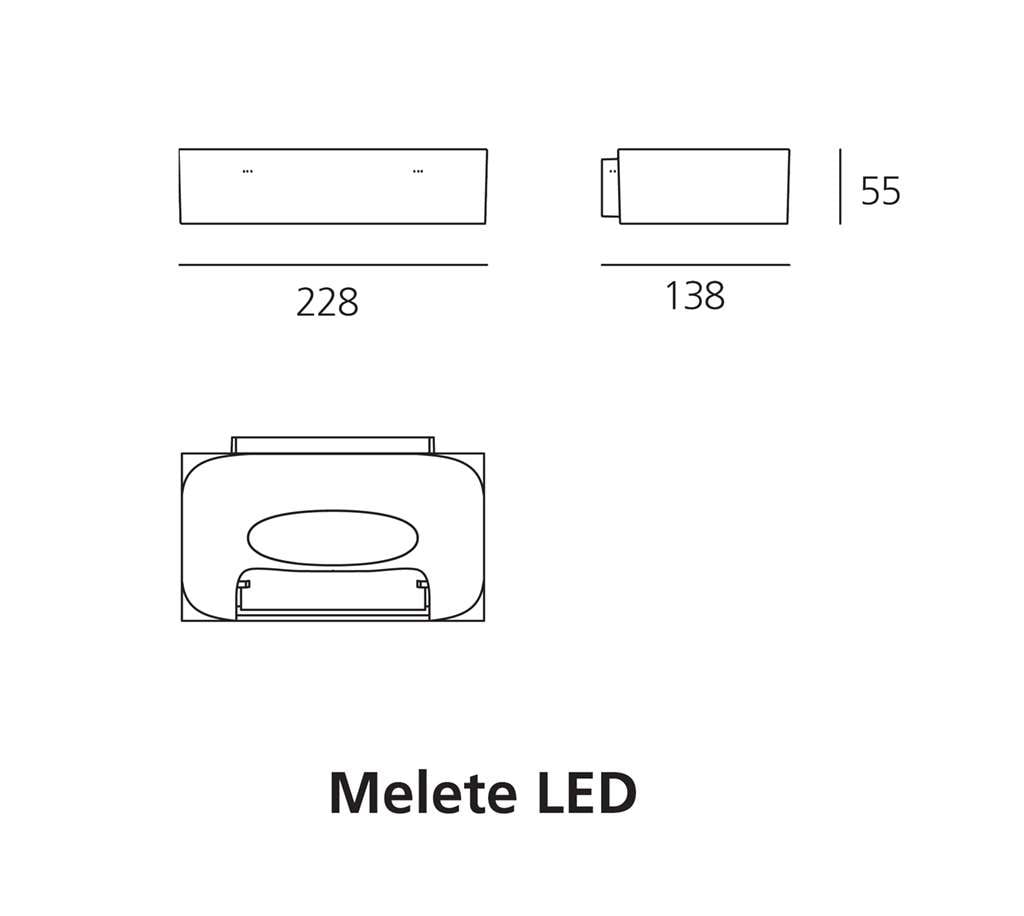 artemide melete led wandleuchte technische zeichnung