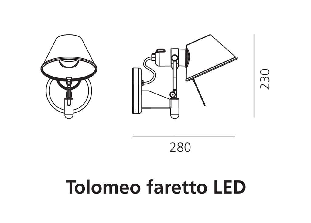 artemide tolomeo faretto led wandleuchte technische zeichnung