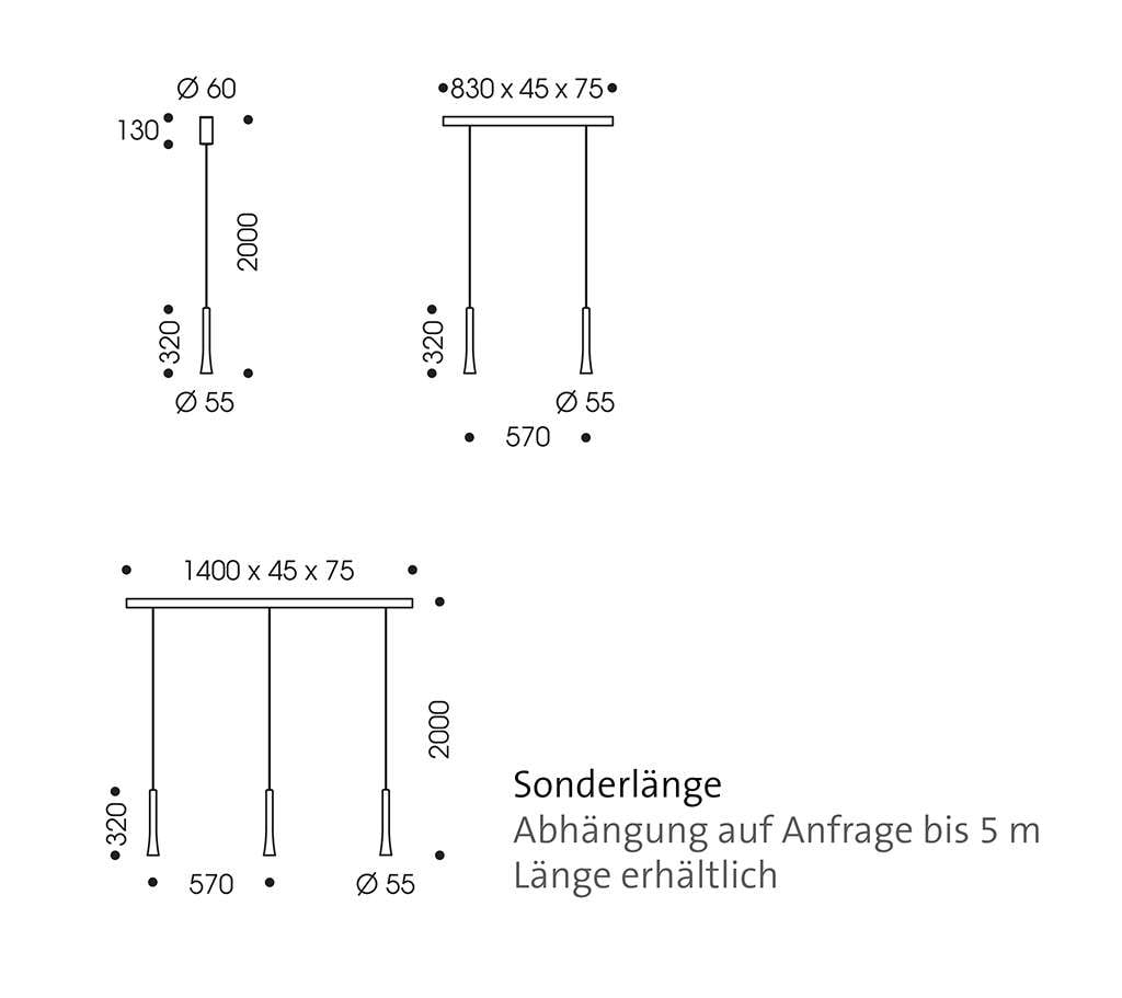 oligo rio pendelleuchte technische zeichnung