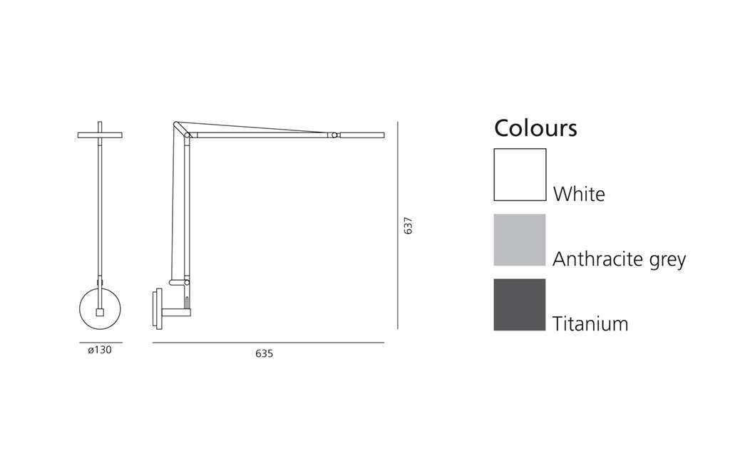 artemide demetra wandleuchte technische zeichnung