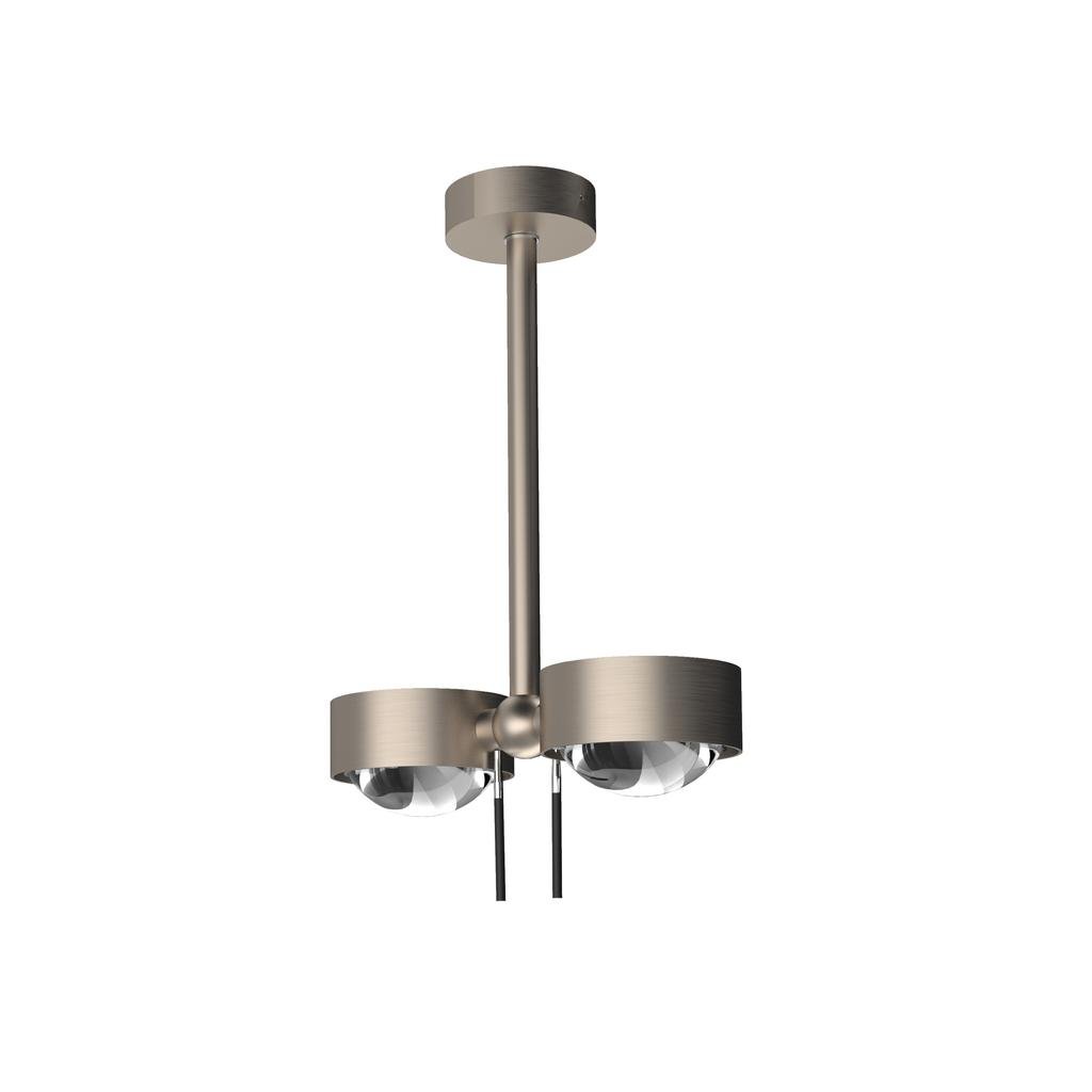 Top Light Puk Mini Side Twin Wand-/Deckenleuchte - nickel matt, Standard-Fassung, 30cm, 2x Linse klar / 2x Glas matt - Lagerabverkauf