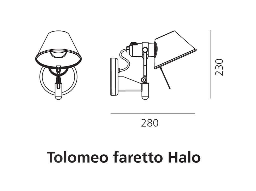 artemide tolomeo faretto halo wandleuchte technische zeichnung