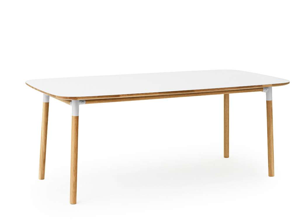 Normann Copenhagen Form Tisch - Normann Copenhagen Gestellfarbe:Eiche|Normann Copenhagen Farbe:weiß|Normann Copenhagen Ausführung:95 x 200cm