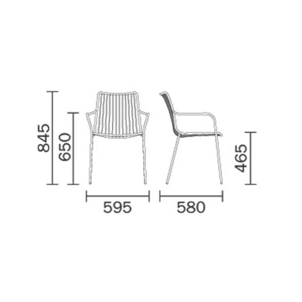 Pedrali Nolita 3656 Stuhl mit Armlehne technische Zeichnung