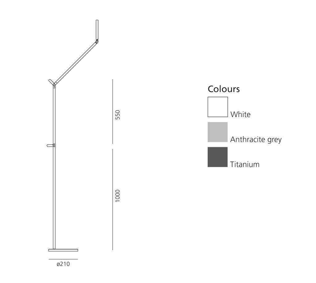 artemide demetra lettura stehleuchte technische zeichnung