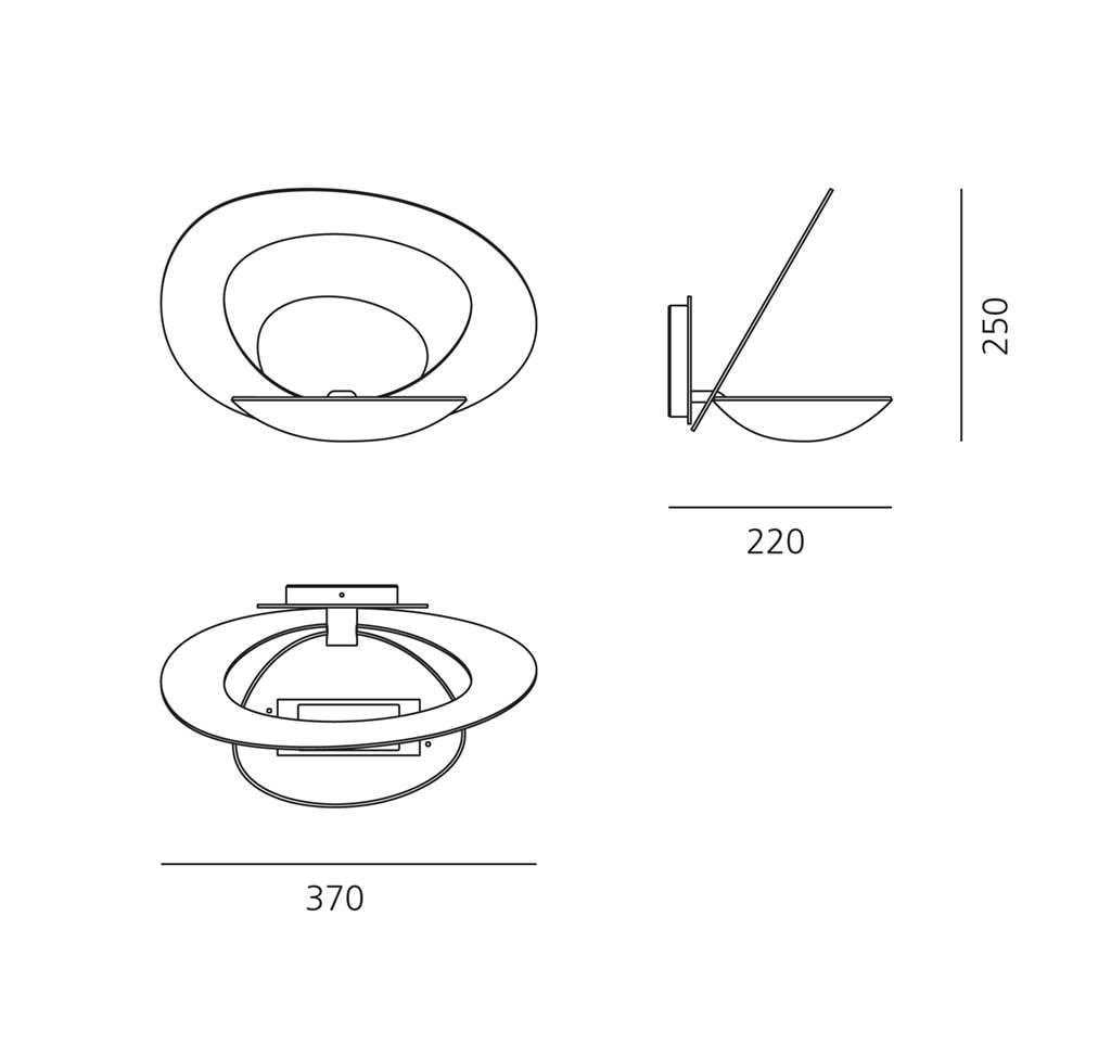 artemide pirce parete wandleuchte technische zeichnung