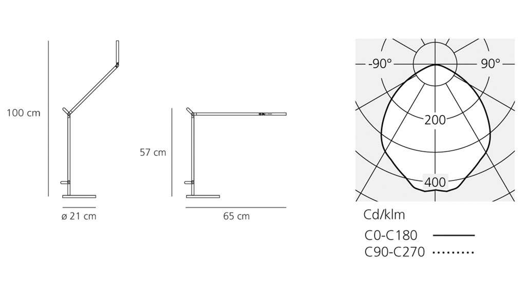 artemide demetra tischleuchte technische zeichnung