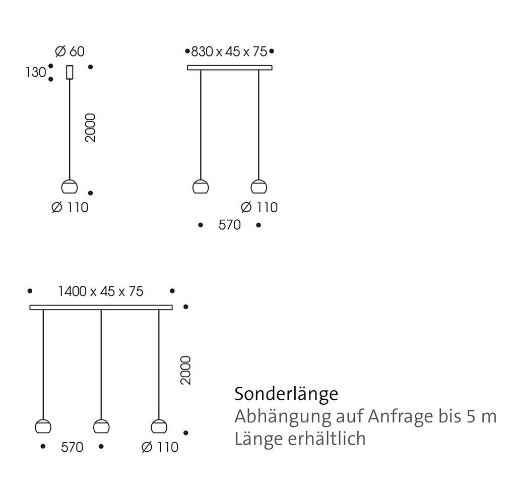 oligo balino led pendelleuche technische zeichnung