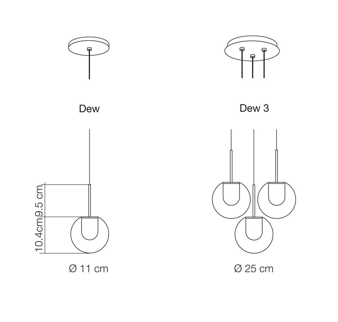 kundalini dew pendelleuchte technische zeichnung