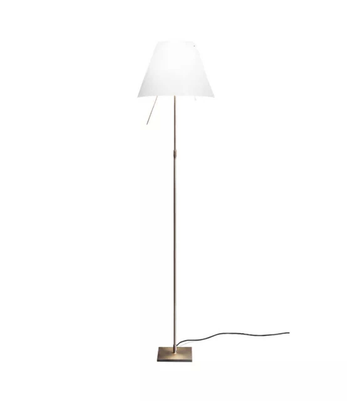 Luceplan Costanza Stehleuchte mit Dimmer, Gestell Bronze, Schirm weiss - Sonderedition "30 Jahre Costanza"