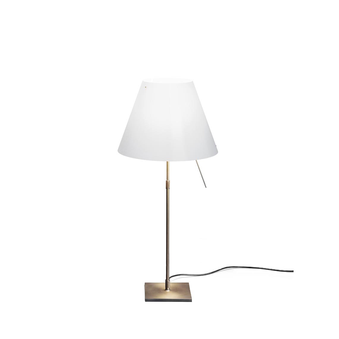 Luceplan Costanza Tischleuchte mit Dimmer, Gestell Bronze, Schirm weiss - Sonderedition „30 Jahre Costanza“