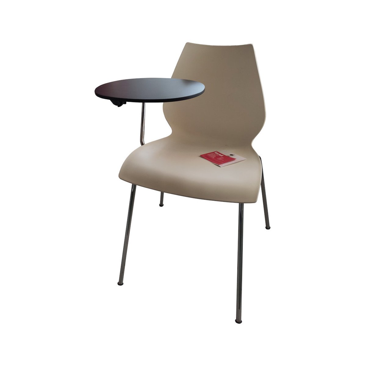 Kartell Maui Stuhl weiß mit Schreibplatte rechts schwarz - Aussteller