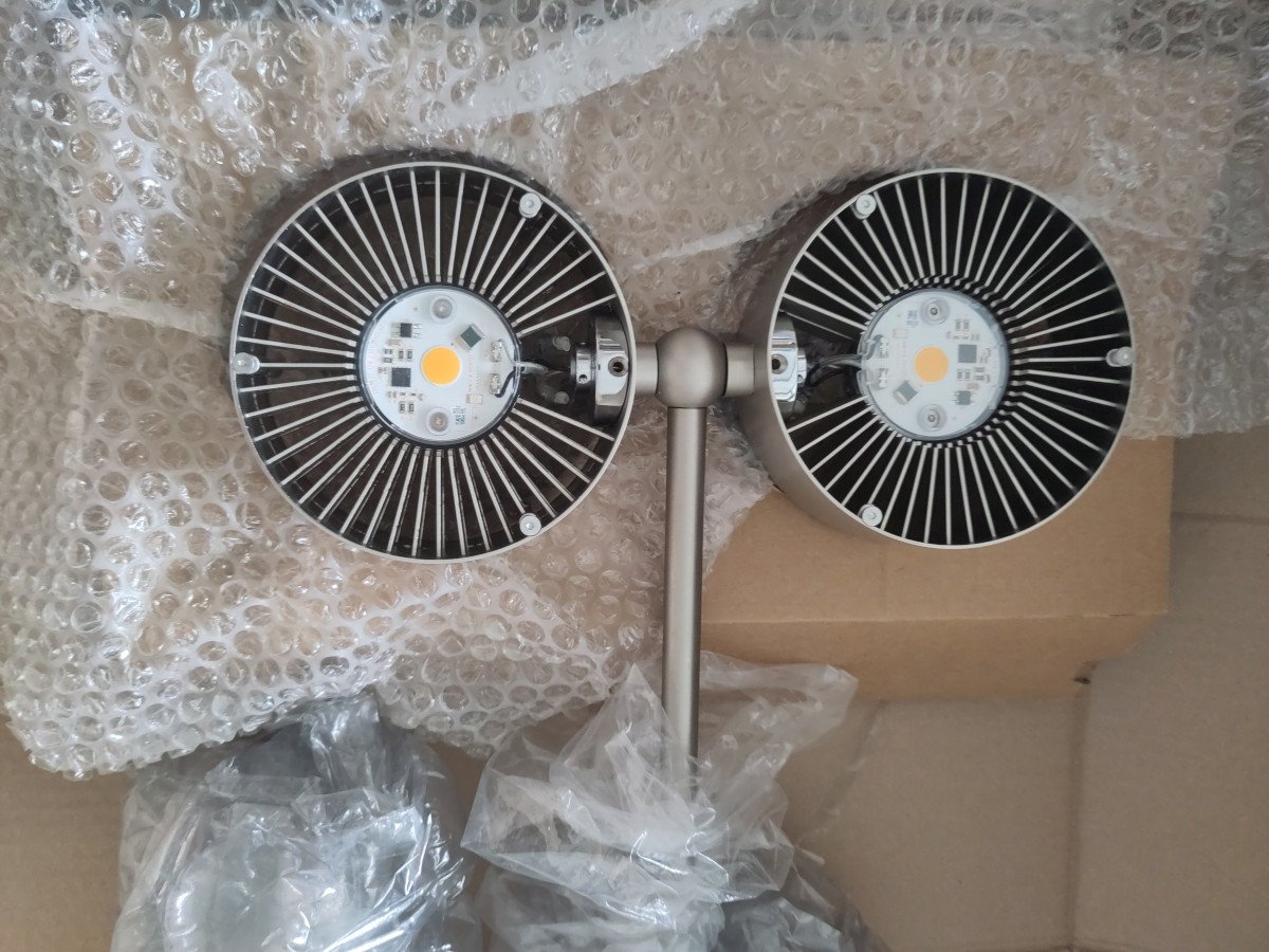 Top Light Puk Maxx Floor Maxi Twin LED Stehleuchte - nickelmatt, 2x Linse klar, 2x Glas matt, mit Dimmer und Dimmring - Retoure