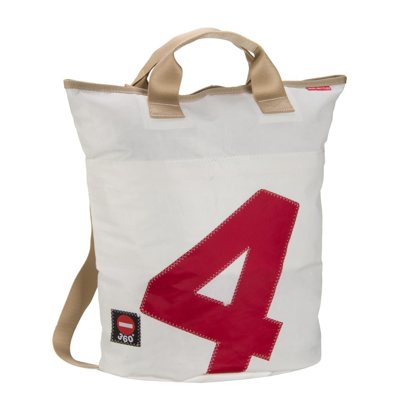 360° Taschen Ketsch Rucksacktasche - weiß hellgrau / Zahl rot - Lagerabverkauf 360° Taschen Ketsch Rucksacktasche - weiß hellgrau / Zahl rot - Lagerabverkauf