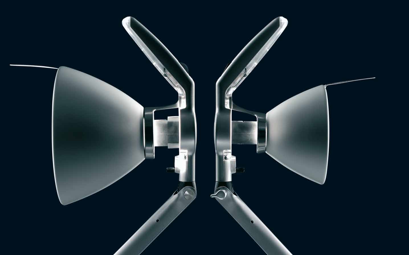 Luceplan Fortebraccio Tischleuchte, 100W, Ein / Aus - Luceplan Ausführung:mit Tischklemme|Luceplan Farbe:metallfarben