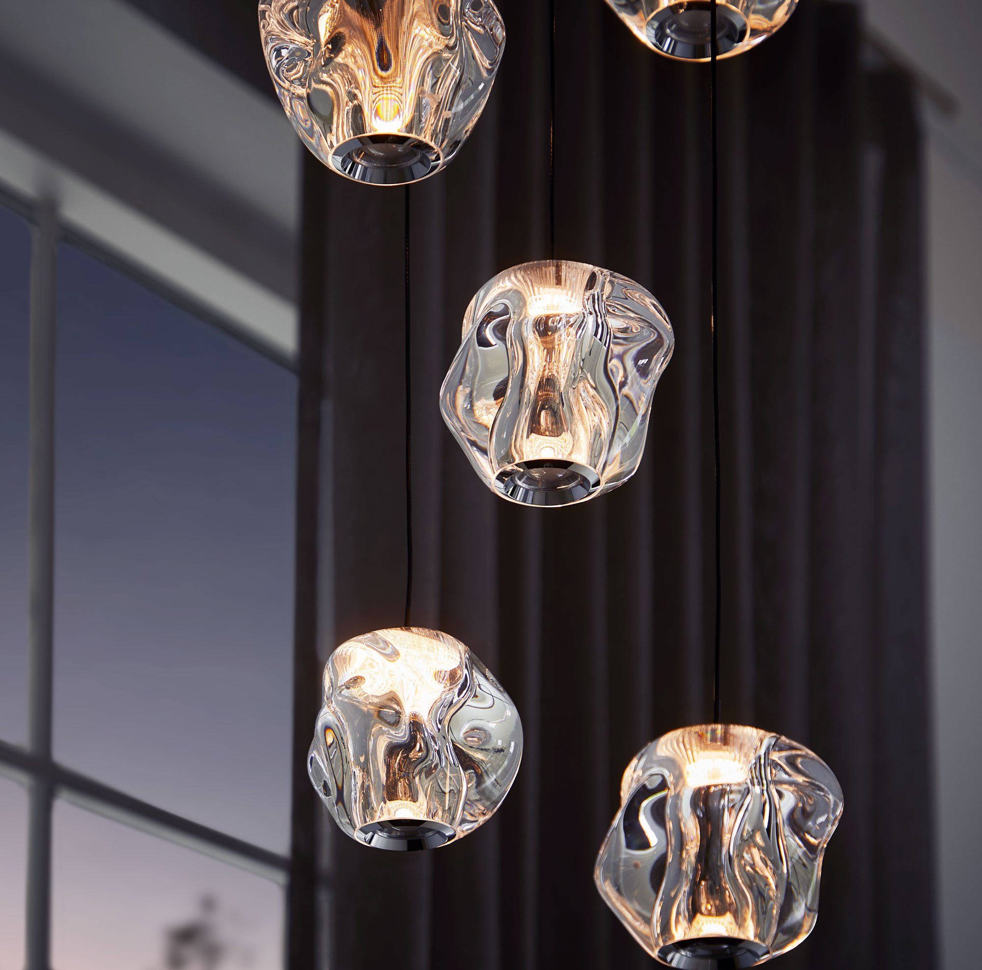 Loom Design Ice Ball 5 Pendelleuchte (transparent / chrom)