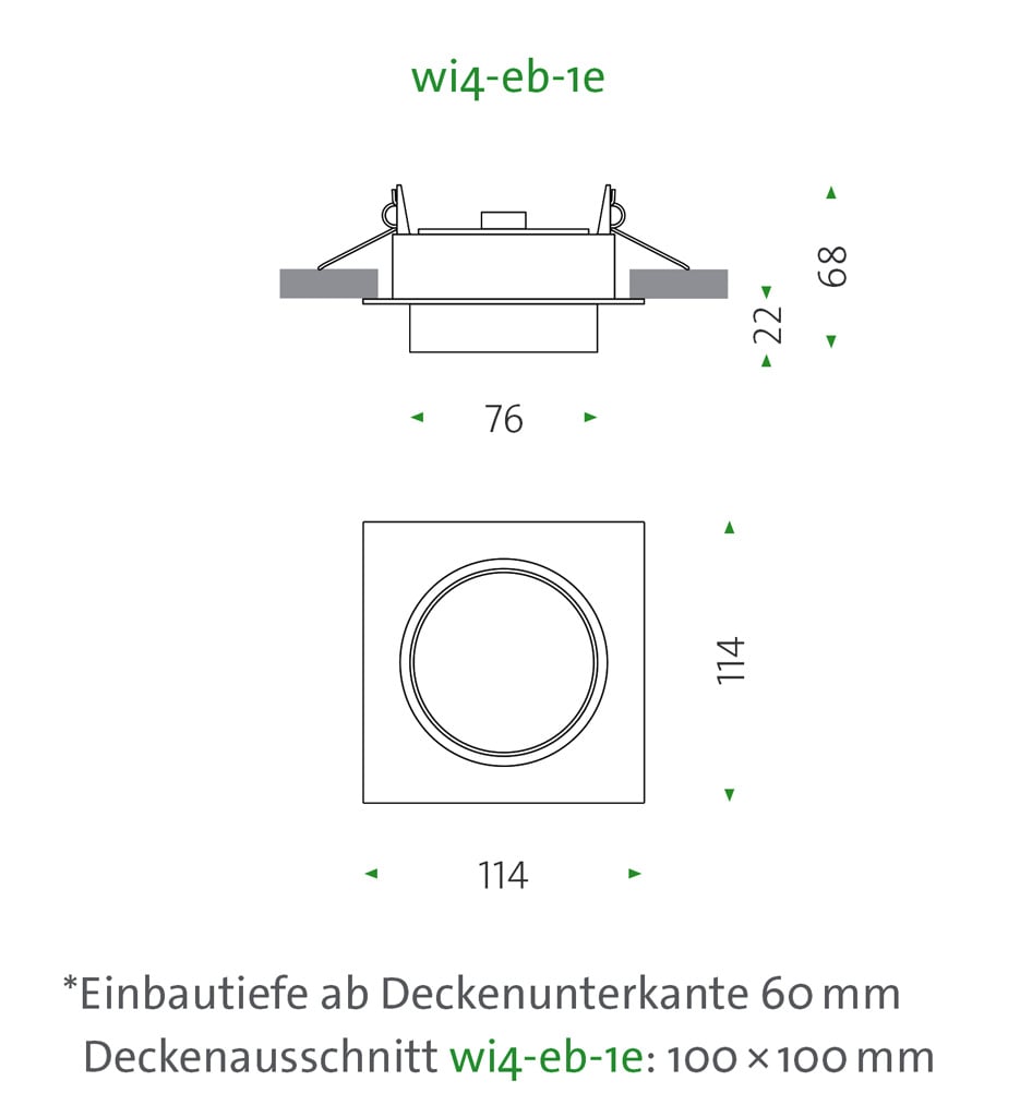mawa design wittenberg 4 0 wi4 eb 1e einbaustrahler technische zeichnung