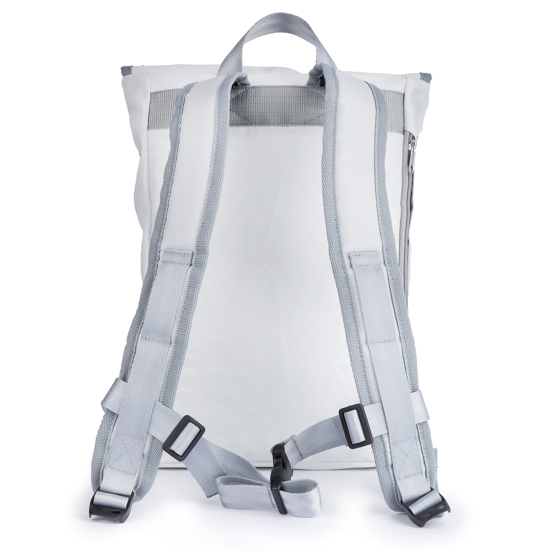 360° Taschen Landgang Rucksack (Segel weiß, Zahl grau, Gurt grau)