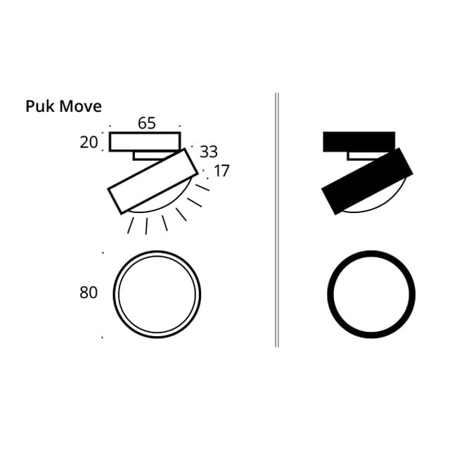 Top Light Puk Mini Move Deckenleuchte - nickelmatt Linse klar LED - Aussteller