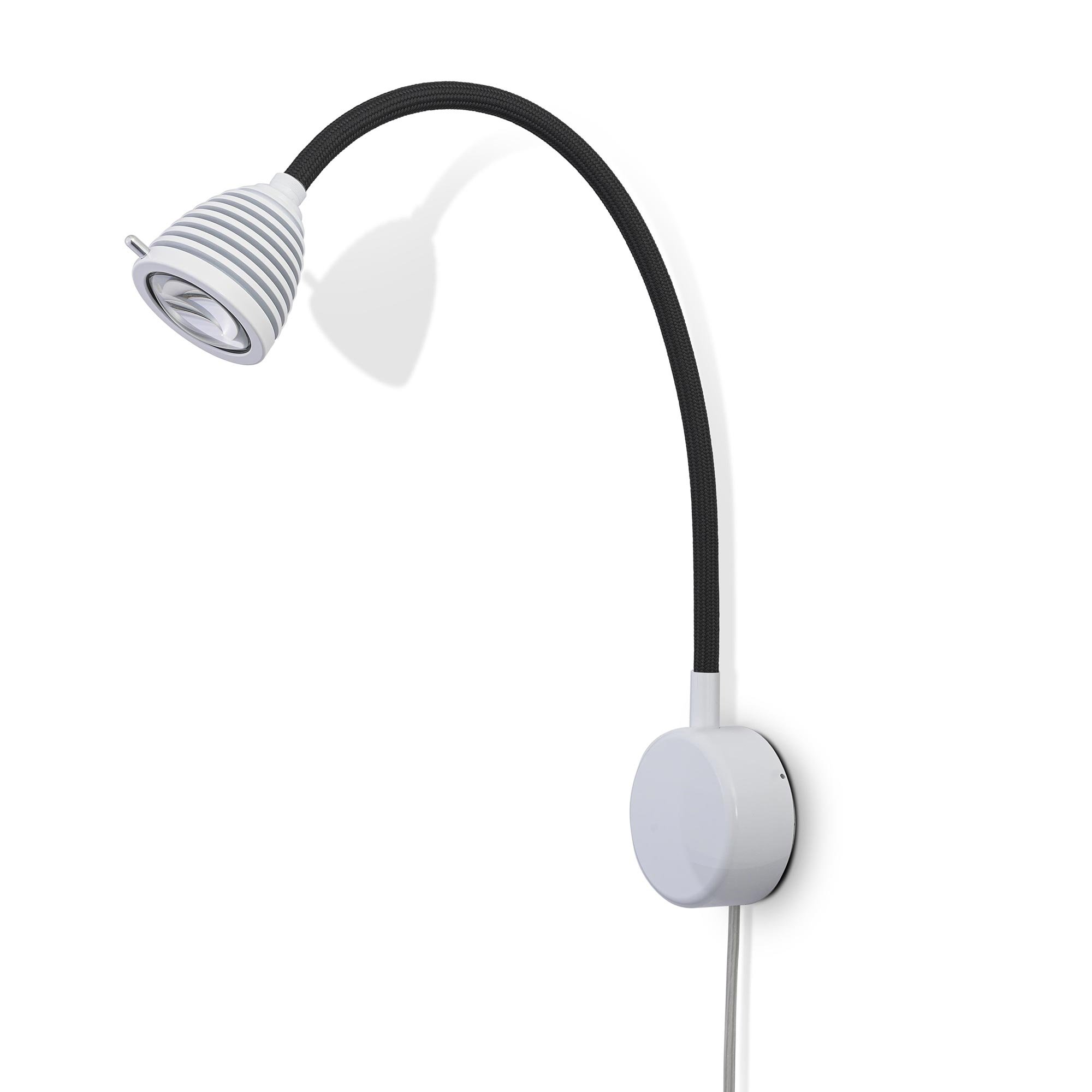 less 'n' more Athene A-BWL2-V Wandleuchte weiß mit Kabel (Flexwelle Textil weiß)