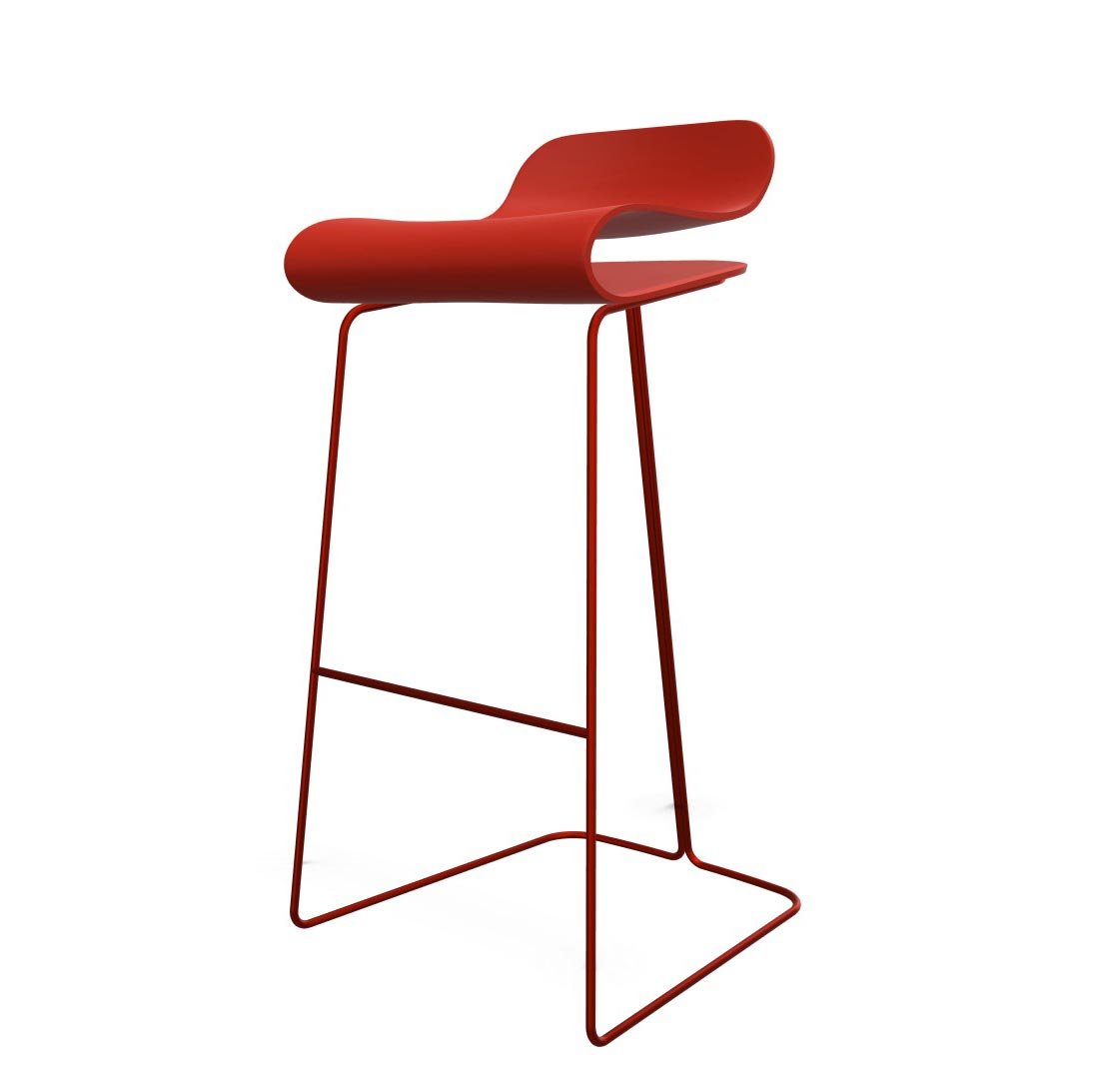 Kristalia BCN Barhocker mit Kufengestell 76cm (Sitz weiß / Gestell weiß)