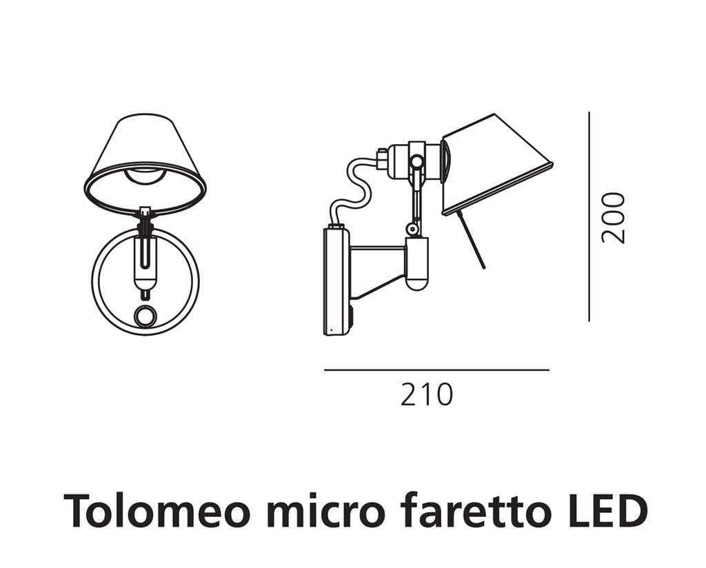 artemide tolomeo micro faretto led wandleuchte technische zeichnung