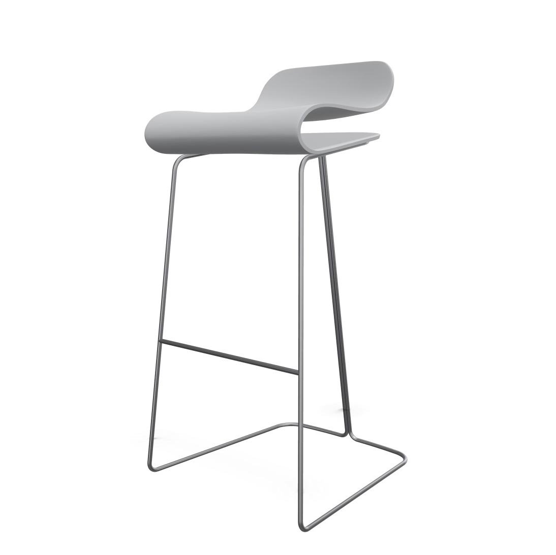 Kristalia BCN Barhocker mit Kufengestell 76cm (Sitz weiß / Gestell weiß)