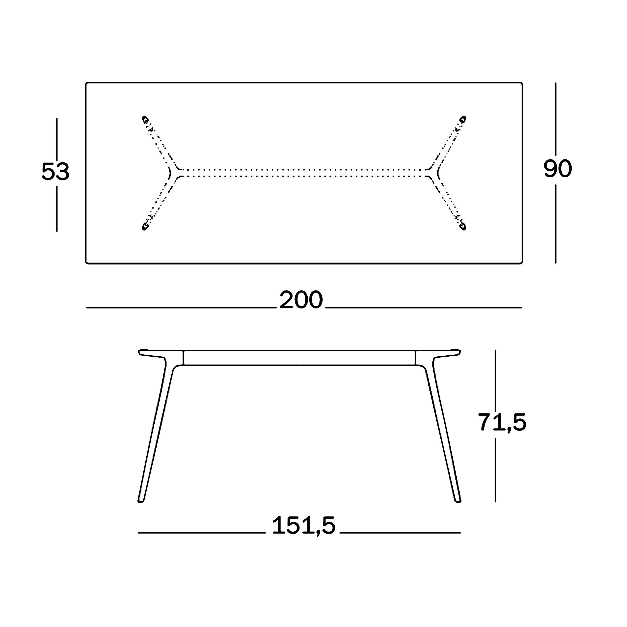 Magis Baguette Tisch (200 x 90cm) (Gestell schwarz pulverlackiert / Platte MDF schwarz)