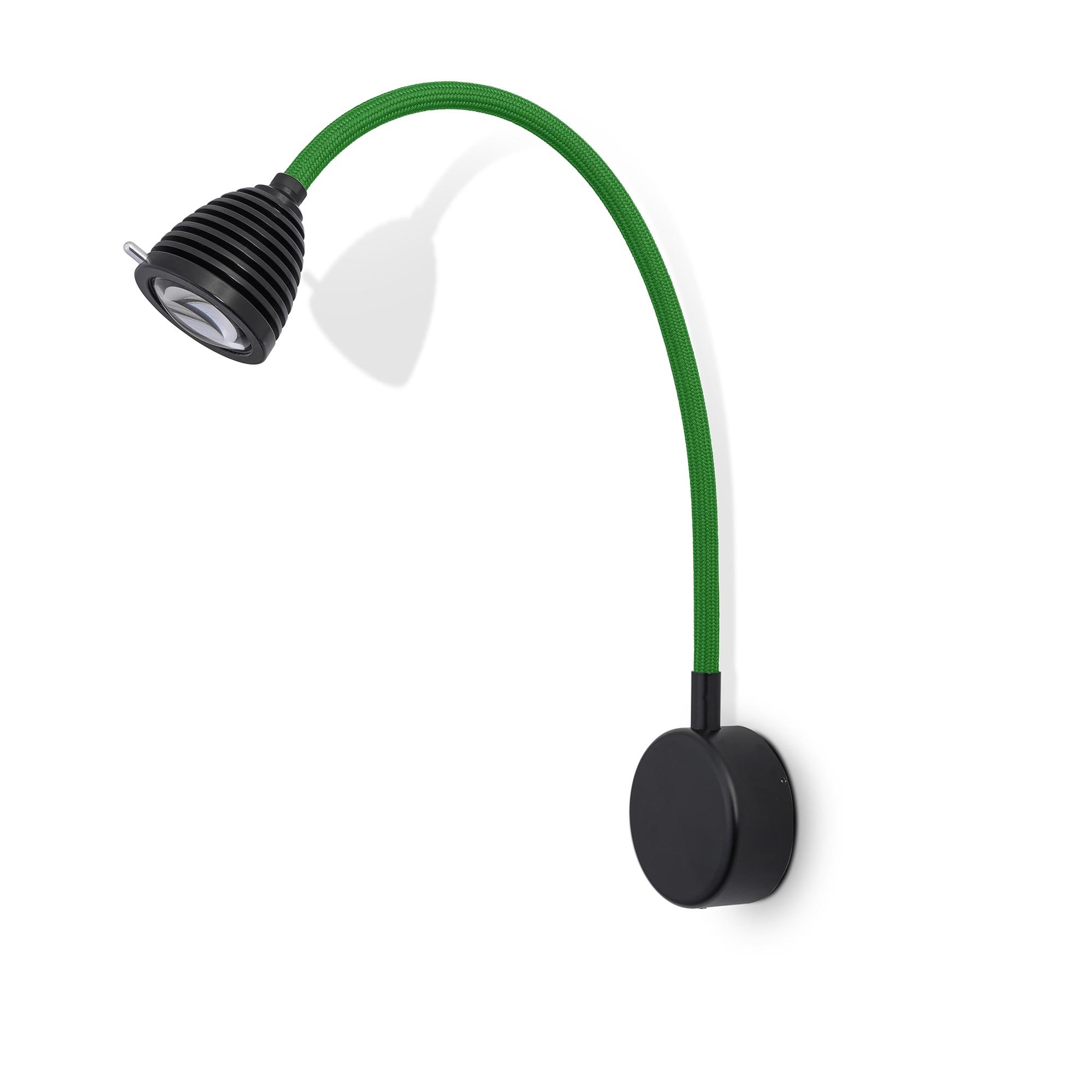 less 'n' more Athene A-BWL2 Wandleuchte schwarz (Flexwelle Aluminium, LED dimmbar über Tastdimmer am Sockel)