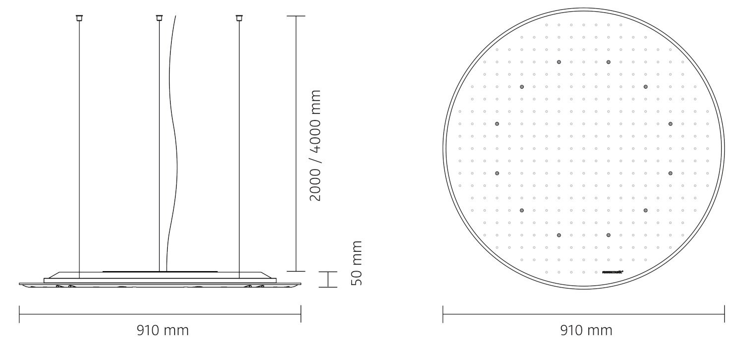 Nimbus Lighting Pad R 900 Pendelleuchte (ohne Indirektanteil, grau, extra-warmweiß (2700K), 200cm)