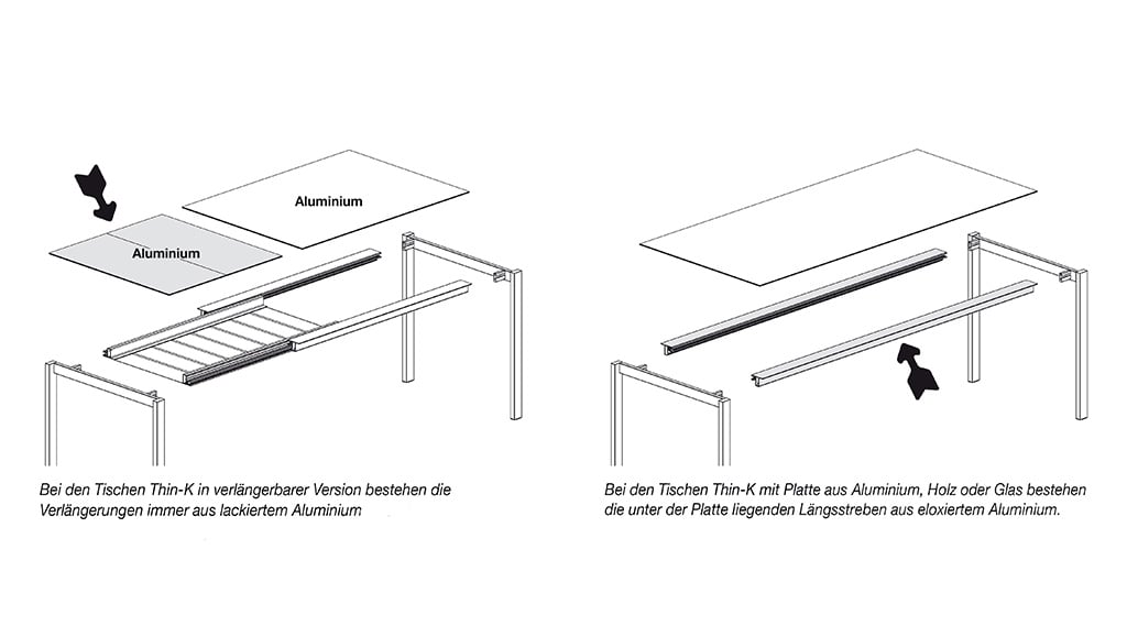 Kristalia Thin-K Aluminium Outdoor Tisch ausziehbar