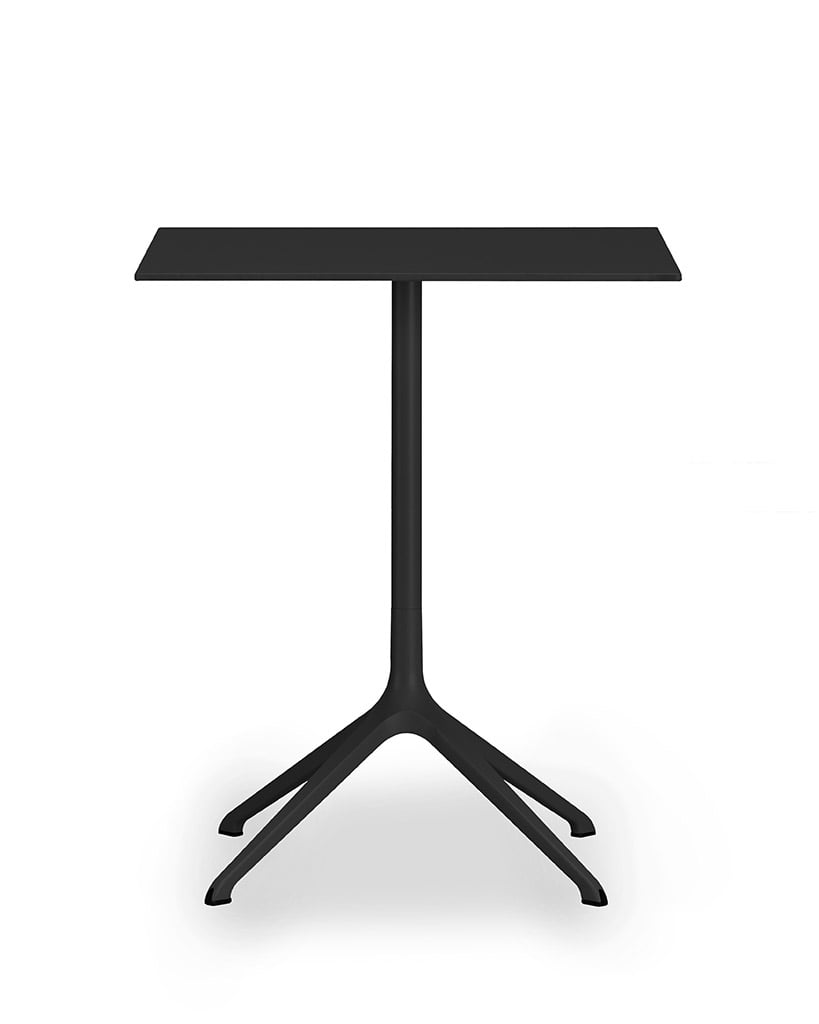 Kristalia Elephant Outdoor Bistrotisch quadratisch klappbar (Tischplatte Laminat schwarz, Beine Aluminium schwarz lackiert, 69 x 69cm)