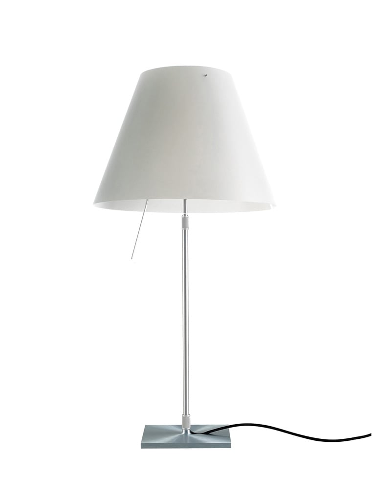 Luceplan Costanza Tischleuchte, Gestell alu (H 80cm (fix), weiß, Ein / Aus)