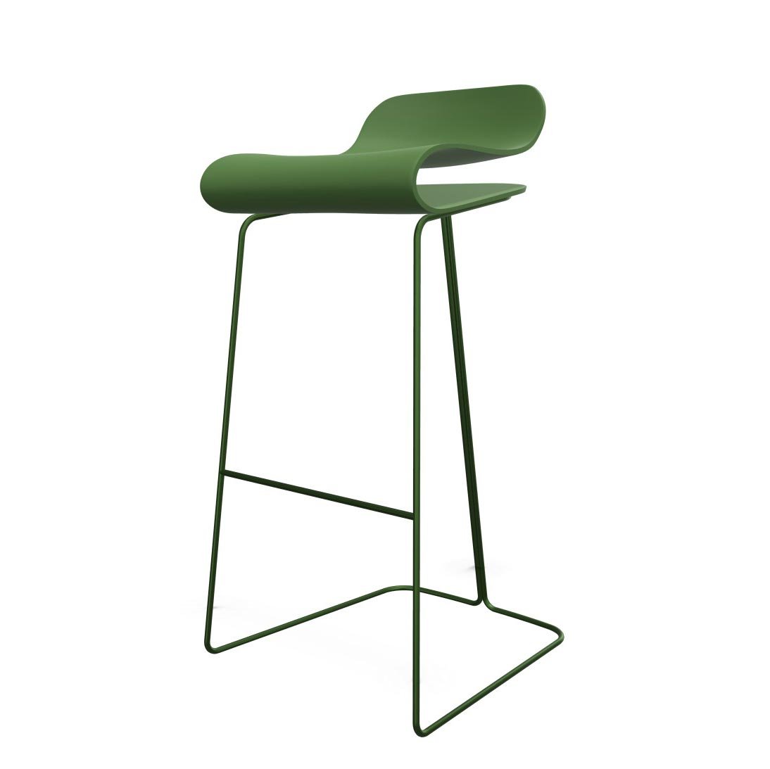 Kristalia BCN Barhocker mit Kufengestell 76cm (Sitz weiß / Gestell weiß)