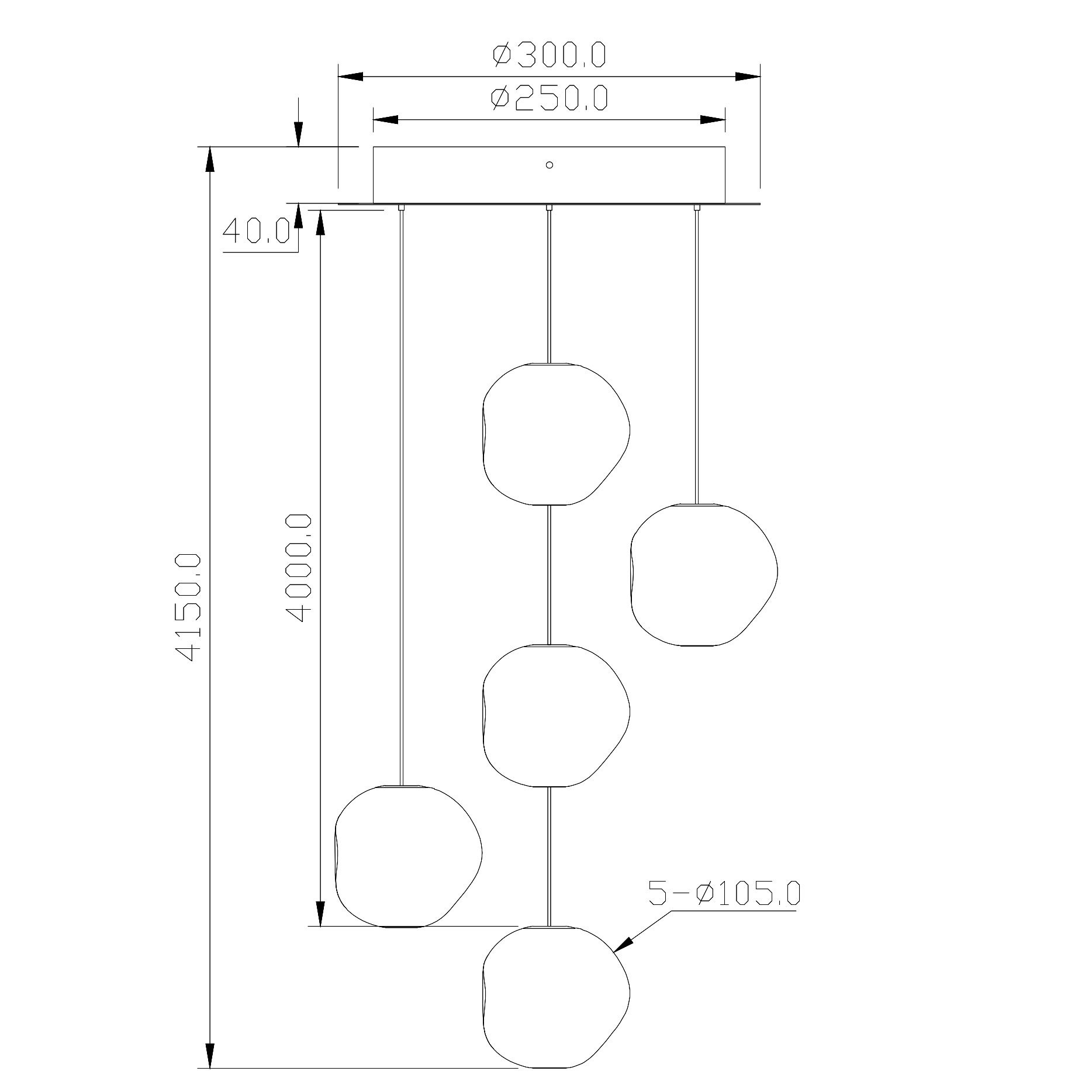 Loom Design Ice Ball 5 Pendelleuchte (transparent / chrom)