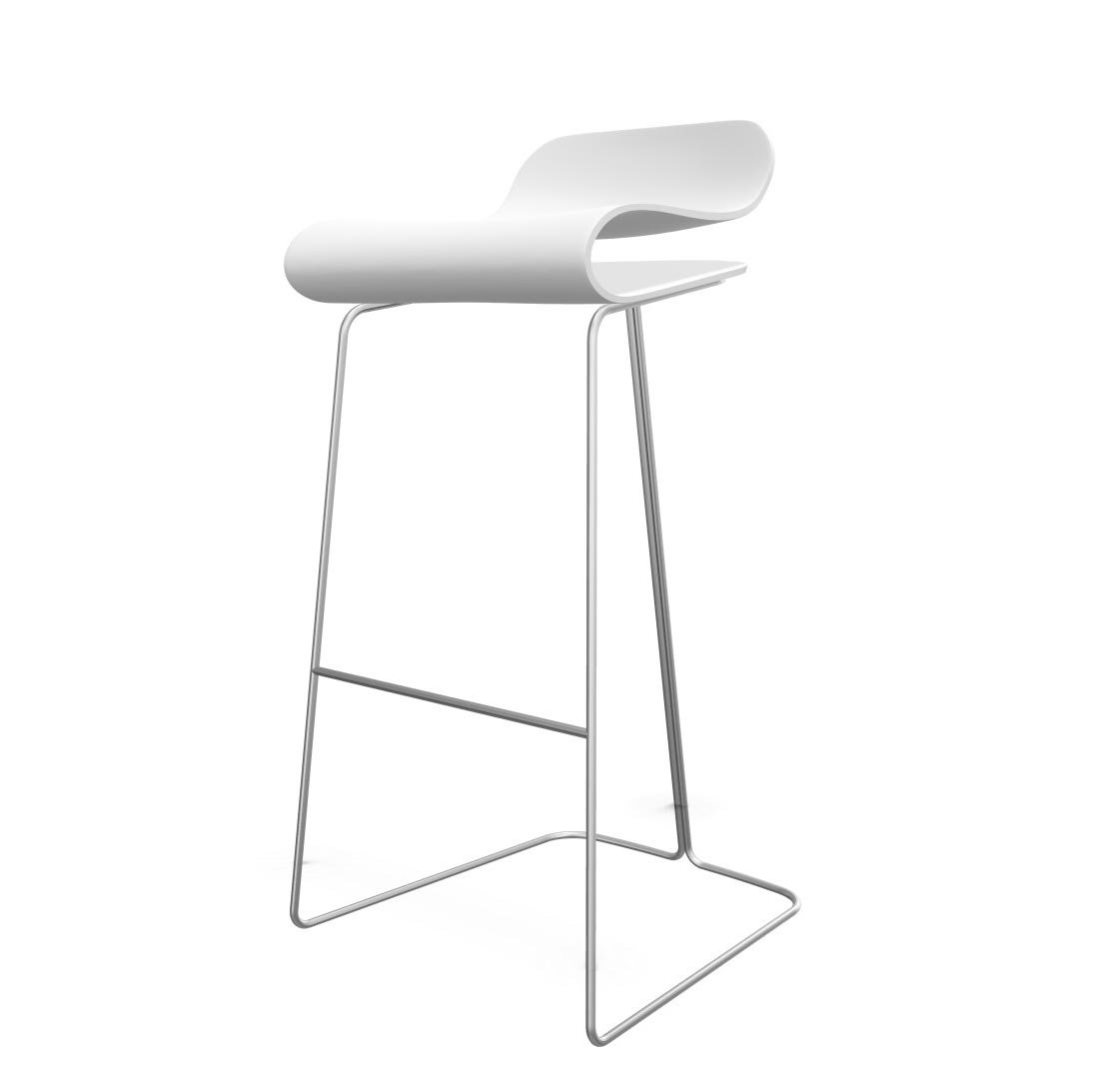 Kristalia BCN Barhocker mit Kufengestell 76cm (Sitz weiß / Gestell weiß)