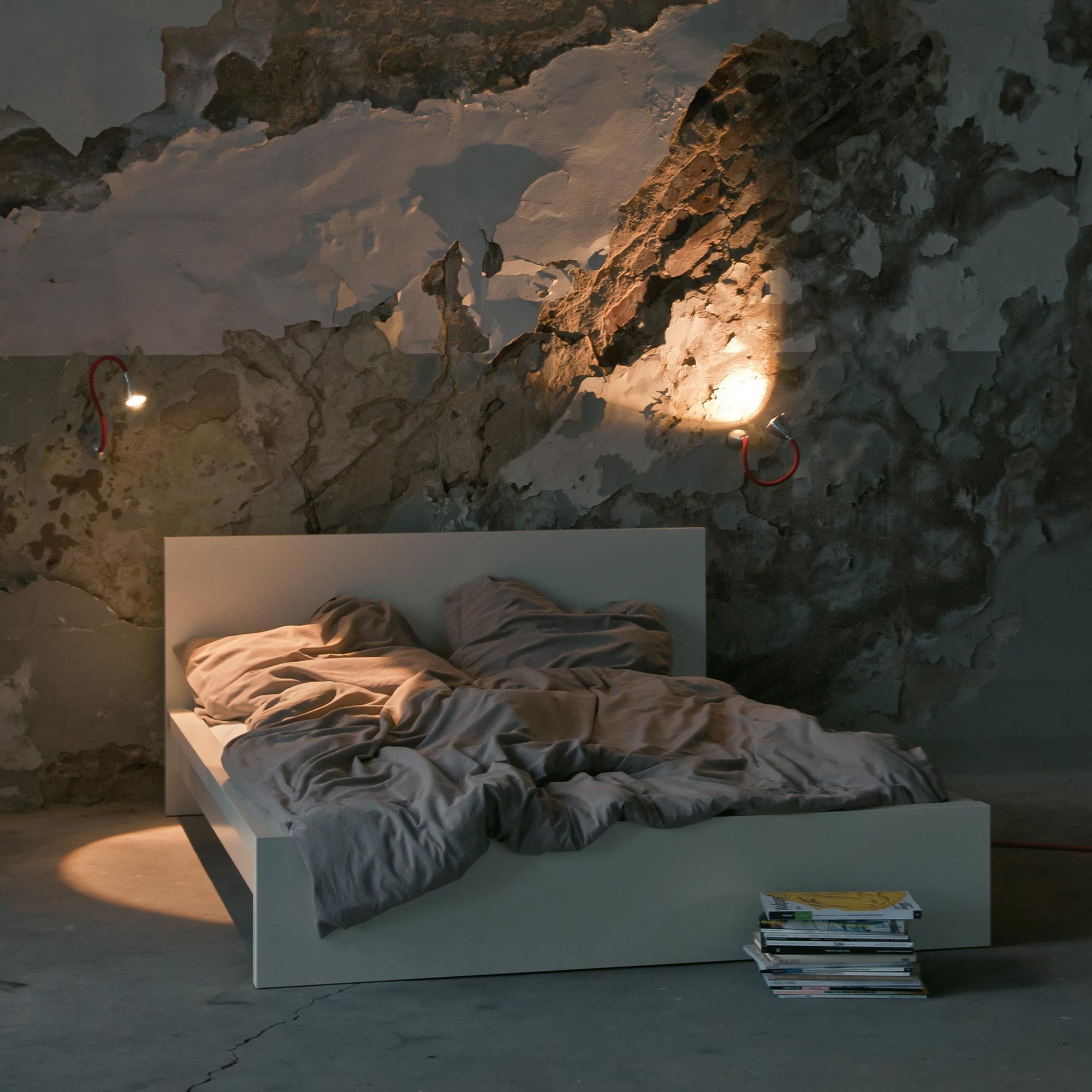 less 'n' more Athene A-BWL2 Wandleuchte aluminium (Flexwelle Aluminium, LED dimmbar über Tastdimmer am Sockel)