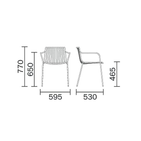 Pedrali Nolita 3655 Stuhl mit Armlehne technische Zeichnung