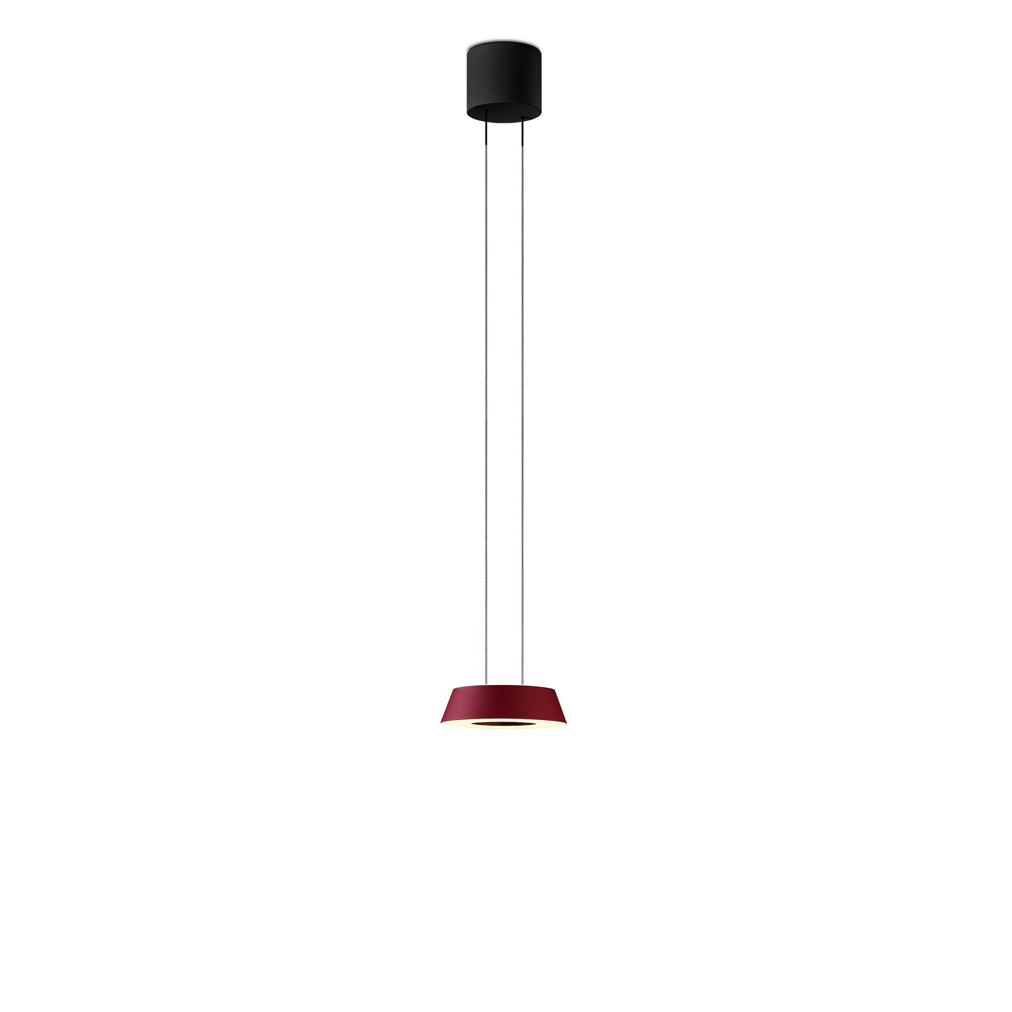 Oligo Glance LED Pendelleuchte mit unsichtbarer Höhenverstellung und schwarzem Baldachin (rot matt)