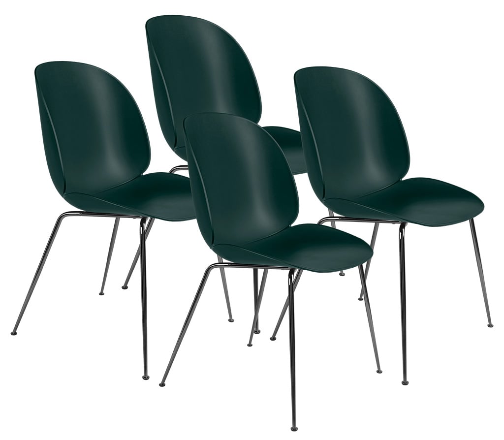 Gubi Beetle Dining Chair Stuhl 4er Set, Metallbeine schwarzes Chrom